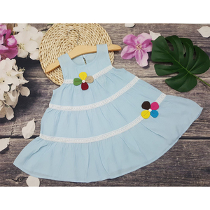 Summer Cute Kids Wear Clothing A-Line Cotton Sleeveless Baby Girls Dresses 2-7 Years Made in Vietnam - Product Image 1