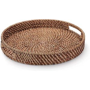 Plateau de service rond en rotin, panier de Buffet tissé en rotin avec poignées, meilleure vente du vietnam, - Product Image 4