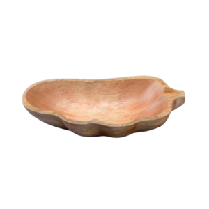Cuenco decorativo de madera de Mango hecho a mano, tazón/bandeja de madera de uso general, moderno y vintage con forma de hoja - Product Image 1