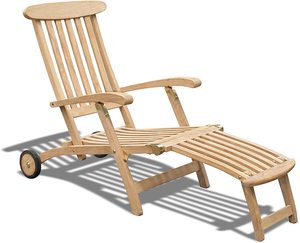 Fauteuil solaire en teck massif pour le côté de la piscine, meubles d'extérieur - Product Image 5