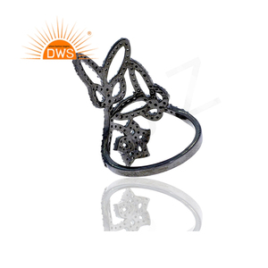 Joaillerie noire et en argent Sterling 925 pour femmes, anneau de mariage, nouveau Design papillon, pavé de strass, bijoux - Product Image 3