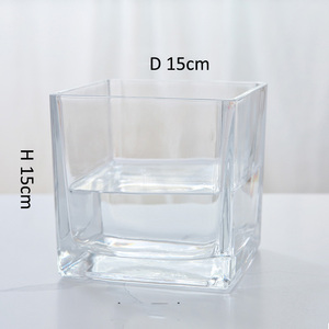 Vaso quadrato in vetro trasparente da 15*15cm <span class=keywords><strong>per</strong></span> matrimonio ufficio e decorazioni <span class=keywords><strong>per</strong></span> la casa eventi <span class=keywords><strong>per</strong></span> feste fiore e terrario con candela portacolori vaso cubo - Product Image 2