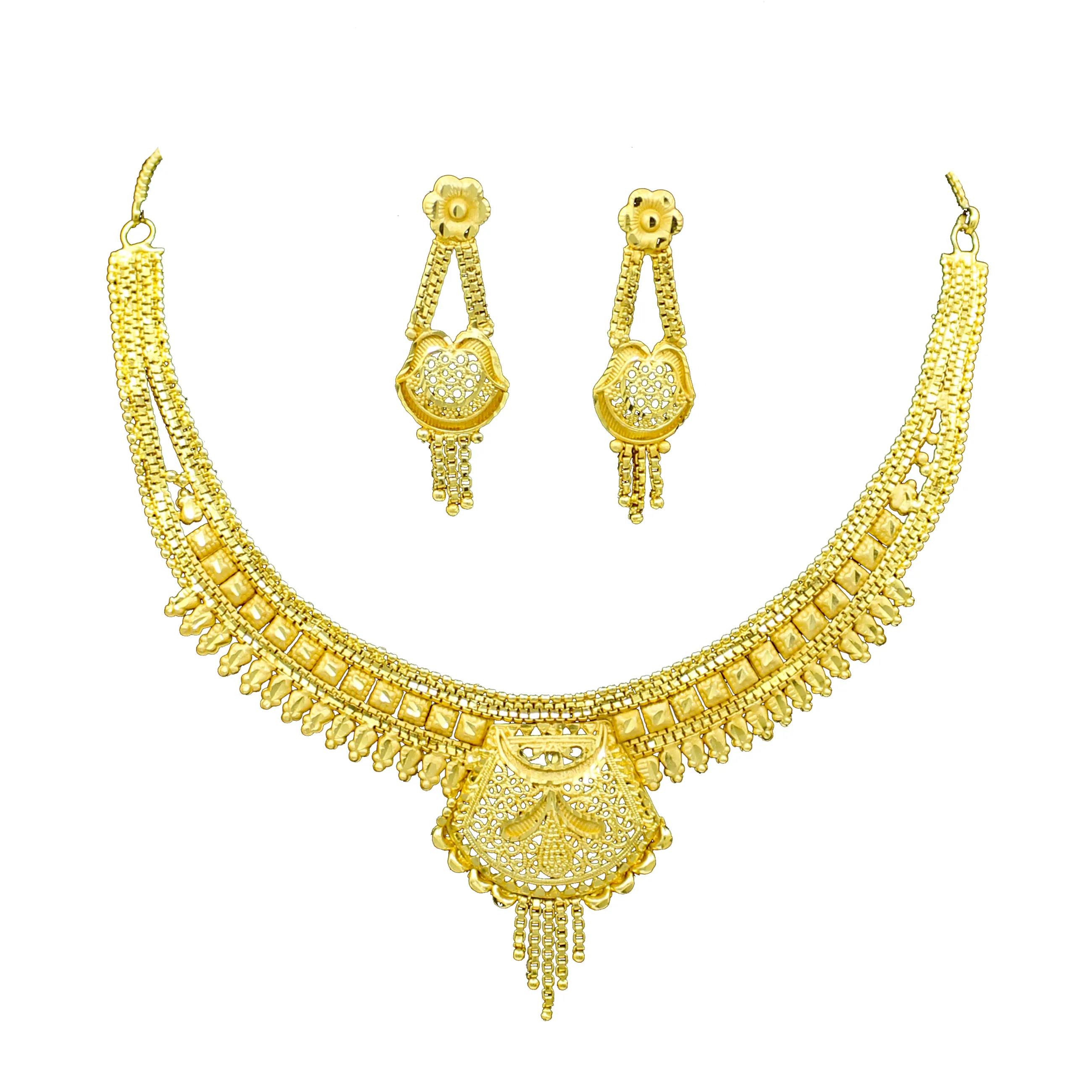 Alex Jewellery - " Traditional One Gram Gold Plated Forming Golden Choker Necklace/Jewelry Set "