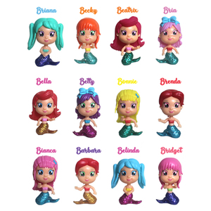 Sirenetta promozionale con figurina di azione dei capelli viola per la collezione di portachiavi a sorpresa con scatola cieca giocattolo di caramelle - Product Image 6