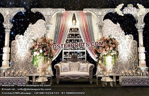 Bollwood-Decoración de escenario para bodas, accesorio de fibra blanca con perla blanca, ideal para bodas asiáticas, de bollwood - Product Image 4