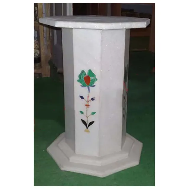 Naturstein Marmor Inlay Stand für Showcasing und Display in schönen weißen Farben zum Großhandels preis in Indien erhältlich