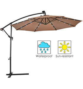 Sombrilla de sol con luz Led Solar para exteriores, parasol de mercado con cubierta colgante, color marrón claro, 10 pies - Product Image 3