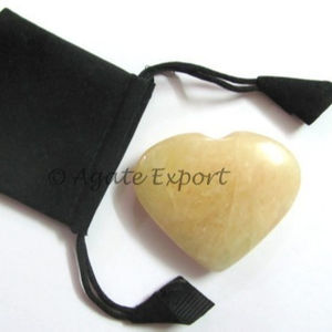 Ensemble cadeau indien semi-précieux coeur gonflé Aventurine jaune naturelle Agate de cristal rayonnante pierre précieuse en vrac de forme rayonnante - Product Image 1