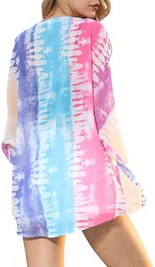 Vente chaude femmes Mini-longueur Kimono ouvert devant manches longues vêtements de plage Vintage mode conçu en mousseline de soie naturelle commandez votre - Product Image 4