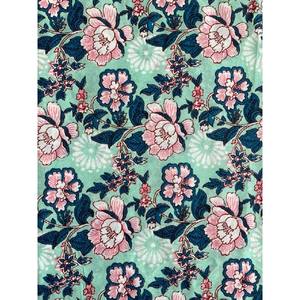 Tissu indien fait à la main pastel sarcelle et vert océan Rose Rose Floral 100% coton doux par le Tard - Product Image 6