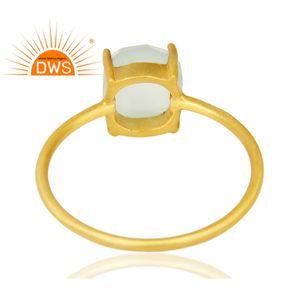Bague en pierre précieuse de calcédoine Aqua, pierre précieuse, plaqué or 14k, bijou en pierre de naissance, vente en gros - Product Image 3
