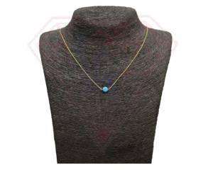Collier pendentif unisexe minimaliste en or plaqué 18 carats avec pierres naturelles multicolores de forme ronde et zircon cubique noir - Product Image 1