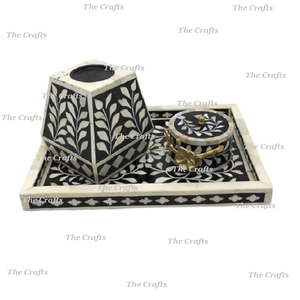 Brûleur de Bakhoor Mubkhar pour parfum d'ambiance avec boîte et plateau Oud, qualité supérieure, en bois et nacre, Mabkhara - Product Image 4