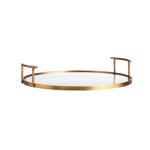 ถาดเสิร์ฟกระจกทรงกลมสำหรับตกแต่งงานแต่งงานถาดรองจานทำมือดีไซน์คลาสสิกมีสไตล์ - Product Image 1