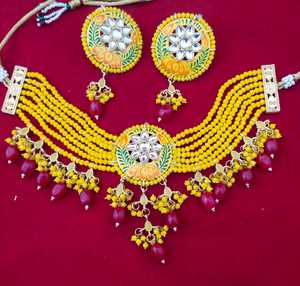 M création 2021 dernière mode plaqué or perle tour de cou ensemble avec boucle d'oreille léger abordable classique forme de lune pour mariage - Product Image 4