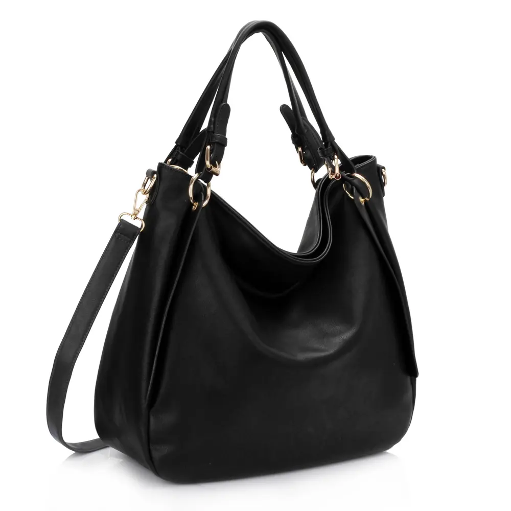 Womens Ladies Large Black Hobo Bag