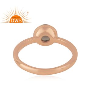 High Quality 925 Sterling Silver <b>Ring</b> <b>Rose</b> Gold Plated Jewelry Round Smoky <b>Quartz</b> Gemstone <b>Ring</b> Supplier Classic Collection - Product Image 4