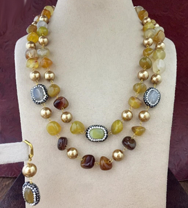 Ensemble de bijoux avec perles blanches et grenat rose pour femmes, 2 pièces - Product Image 3