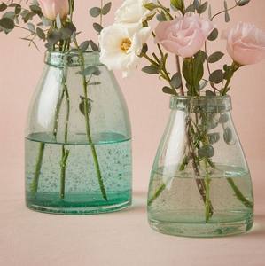 Florero de burbujas de vidrio reutilizable, decoración del hogar, personalizado, soplado a mano, azul claro, el más vendido - Product Image 4