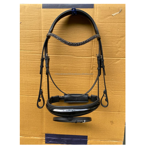 Brida de caballo de cuero teñido con tambor vegetal de la mejor calidad con cristales y equipo de caballo sueco Noseband - Product Image 1