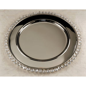 Plato de metal pulido brillante para mesa de comedor de bodas, cargador decorativo para servicio, redondo, grande, Nuevo - Product Image 4