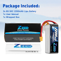 Batterie Lipo Zeee 6S 22.2V 2200mAh 50C Batterie à coque souple avec connecteur XT60 pour avion RC hélicoptère voiture RC camion char drone