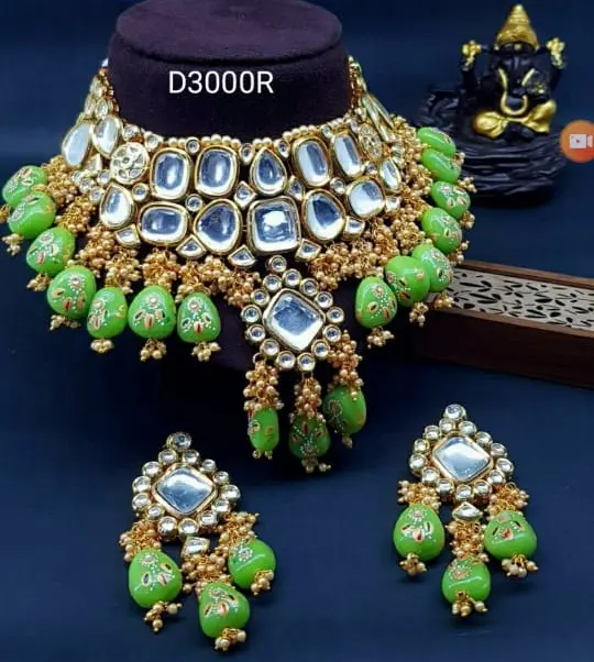 Mooiste Real Kundan Jaypuri Alle Kleur Set Indian Bridal Zware Set In Laagste Prijs M Creatie