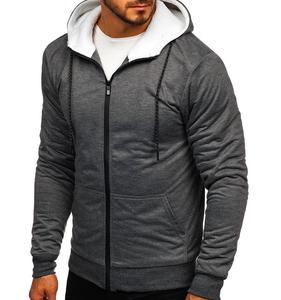 Sudadera con capucha deportiva para hombre, ropa deportiva con bordado personalizado, color gris, liso, para correr - Product Image 2