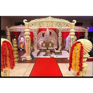 Impresionante Mandap de Boda con Diseño de Bigote en Malasia, Decoración de Mandap de Boda Dhanush, Mandap de Boda Tallado en Oro de Diseño, Mandap de Boda de Adelaida - Product Image 1