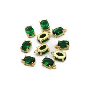 Magnifique pierre précieuse en quartz émeraude taille ovale 5x7mm, plaqué or, sertie à griffes, pour connecteurs de pendentifs et boucles d'oreilles, fourniture de bijoux - Product Image 2