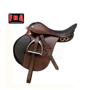 Sillín de caballo marrón de alta calidad, de cuero genuino, multiusos, Inglés - Product Image 4