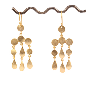 Boucles d'oreilles porte-bonheur pour femmes, finition brossée 24k, laiton plaqué or, métal, simple, haute qualité, offre spéciale - Product Image 2