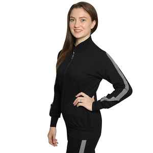 Survêtement pour femmes, en couleur noire, avec fermeture éclair, top décontracté, vente en gros, - Product Image 6