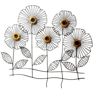 Fleurs murales en métal, décoration moderne avec des fleurs en velours, pour la maison - Product Image 1