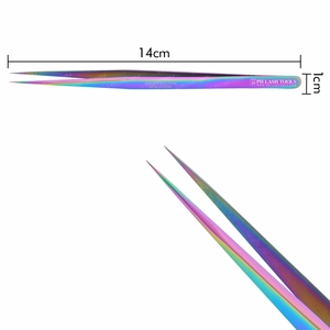 แหนบต่อขนตา,แหนบสำหรับต่อขนตาปลอมแบบบางสีรุ้งแหนบต่อขนตาแบบเรียบง่าย - Product Image 4