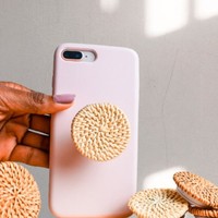 Attache pour téléphone en rotin, housse de rangement pour smartphone