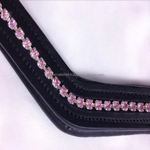 Equestrian สายรัดหนังแท้แบบเปล่า,สายรัดคิ้วพร้อมคริสตัลไรน์สโตนจากผู้ผลิตขายส่ง - Product Image 3