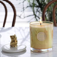 Ensemble de cadeaux aromatiques de luxe, bougie parfumée en verre avec couvercle en céramique, bougie parfumée en soja avec boîte d'emballage personnalisée