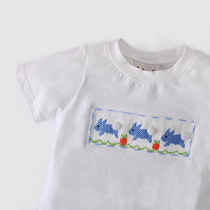 Ensembles de vêtements pour garçon Babeeni, lapin de Pâques et carotte smockés à la main, 100% coton, certifié OEKO-TEX, non toxique, ignifuge, BB2314 - Product Image 4