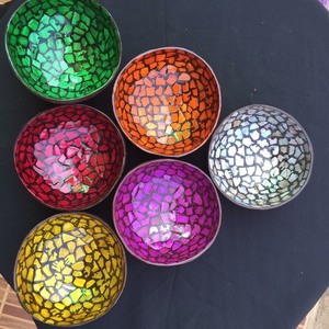 WHOLESALE DECOR BOWL NATURAL FRIENDLY COCONUT COLORED LACQUERED BOWL EGGSHELL SEASHELL MADE in VIETNAM MANUFACTURER PRICE - Product Image 1