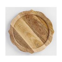 Nouvelle assiette de service en bois d'acacia couleur naturelle Restaurant & Home décor de table assiette de chargeur en bois pour vaisselle basse