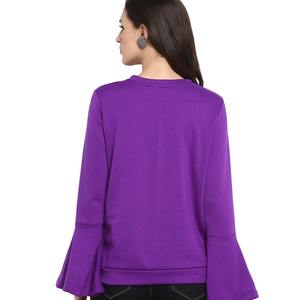 Sudadera bordada personalizada para mujer, Jersey Vintage, ropa de gran tamaño, manga azul - Product Image 3