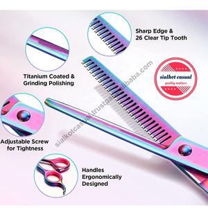 Ciseaux de toilettage en acier inoxydable pour animaux de compagnie, matériel de qualité supérieure, à bords tranchants, avec peigne, ensemble de 5 pièces, nouveauté - Product Image 3