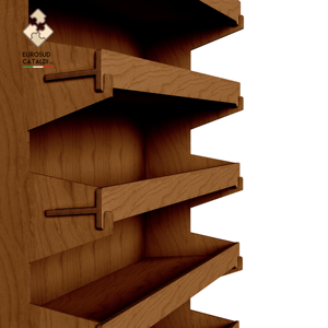 Miglior espositore in legno realizzato in italia in compensato di betulla per negozi e supermercati. Forme quadrate e stampe larghe - Product Image 5
