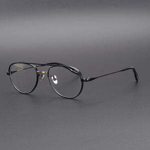 Lunettes optiques de style ODM de qualité supérieure, fabriquées à la main au Japon, en titane couleur or mat 24 carats, double pont, très demandées - Product Image 2