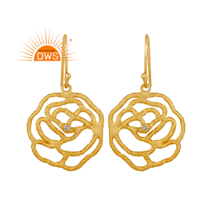 Glorious White Zircon Set Earrings Indian Handmade Gold Plated Brass Fashion Dangle Earrings Jewelry Manufacturer - Product Image 1