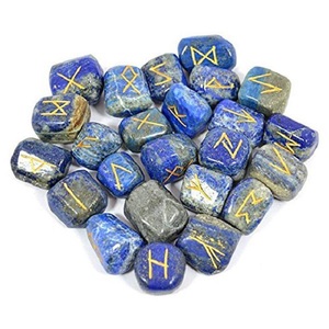 Increíble juego de Runas de lapislázuli Natural de cristales curativos grabados de alta calidad, juego de Runas de piedra pulida al por mayor - Product Image 5