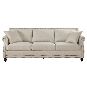 Funda de Sofá Cama Seccional de Tres Plazas de Diseño Industrial en Cuero PU Económico para Sala de Estar, Muebles Cómodos - Product Image 2