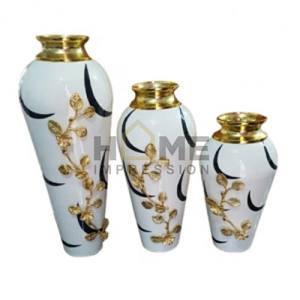 Artesanía moderna, diseño único, hecho a mano, material de alta calidad, arte floral, diseño de lujo más elegante, florero dorado y blanco - Product Image 5