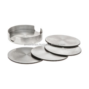 Sous-verre en argent pour la décoration de table, sous-verre carré en aluminium métallique avec support, sous-verre en liège métallique - Product Image 5